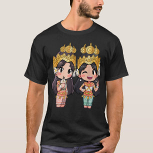 Cute Chibi Style Cambodian Khmer Apsara BFF vriend T-shirt