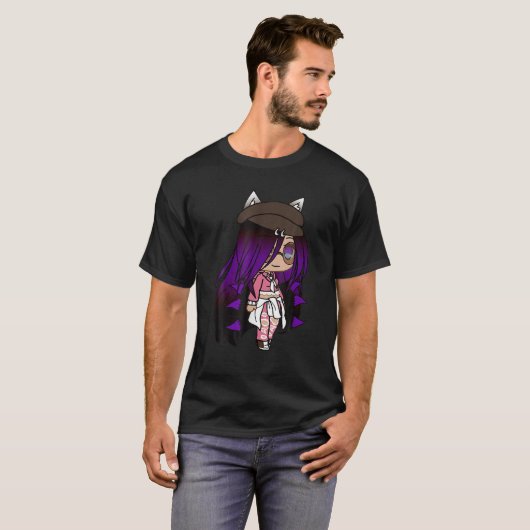 Cute Chibi Style Kawaii Anime Girl met Fox Ears A T-shirt (Voorkant volledig)