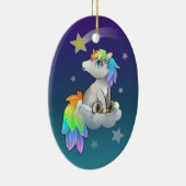 Cute Chibi Unicorn, Rainbow en Stars ornament (Rechts)