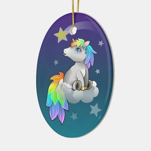 Cute Chibi Unicorn, Rainbow en Stars ornament (Links)