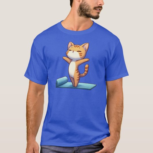 Cute Chibi Yoga Cat funny T-shirt (Voorkant)