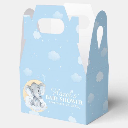 Cute Chic Blue Elephant Boy Baby shower Bedankt Bedankdoosjes (Geopend)