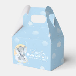 Cute Chic Blue Elephant Boy Baby shower Bedankt Bedankdoosjes