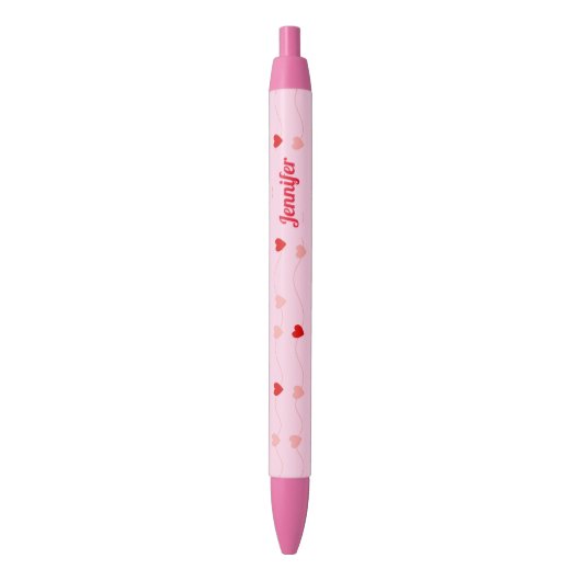 Cute Chic Blush Pink Red Hearts gepersonaliseerd Zwarte Inkt Pen (Voorkant Verticaal)
