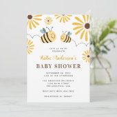 Cute Chic Bumblebee en Sunflower Baby shower Kaart (Staand voorkant)