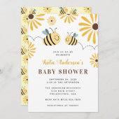 Cute Chic Bumblebee en Sunflower Baby shower Kaart (Voorkant / Achterkant)