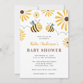 Cute Chic Bumblebee en Sunflower Baby shower Kaart