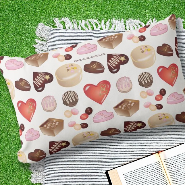Cute Chic Chocolade Hart Patroon Buiten Buitenkussen (Creator heeft geüpload)