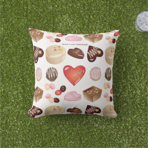 Cute Chic Chocolade Hartjes Patroon Buitenkussen