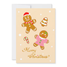 Cute Chic Christmas Gingerbread Flat Holiday Card