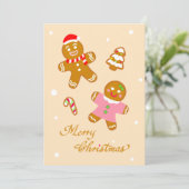 Cute Chic Christmas Gingerbread Flat Holiday Card Feestdagenkaart (Staand voorkant)