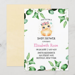 Cute Chic Ducking Green Ivy Leaves Baby shower Kaart