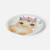 Cute Chic Ducking Pink Rose Gold Baby shower Papieren Bordje (Gekanteld)