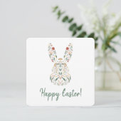 Cute Chic Floral Bunny Happy Easter Greeting Feestdagenkaart (Staand voorkant)