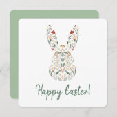 Cute Chic Floral Bunny Happy Easter Greeting Feestdagenkaart (Voorkant / Achterkant)