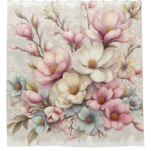 Cute chic girly floral and lace douchegordijn (Voorkant)