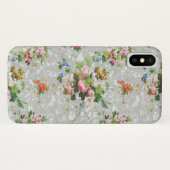 Cute Chic Girly Floral-Grey Background Case-Mate iPhone Case (Achterkant (horizontaal))