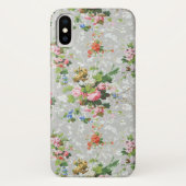 Cute Chic Girly Floral-Grey Background Case-Mate iPhone Case (Achterkant)