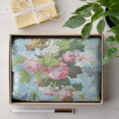 Cute Chic Girly Floral-Pastel Blue Background Tissuepapier (Geschenk)