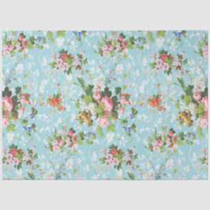 Cute Chic Girly Floral-Pastel Blue Background Tissuepapier