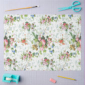 Cute Chic Girly Floral-White Background Tissuepapier (Craft)