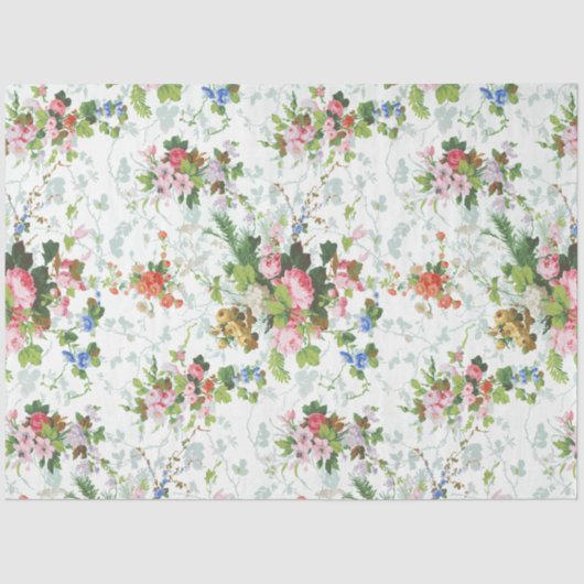 Cute Chic Girly Floral-White Background Tissuepapier (Voorkant)