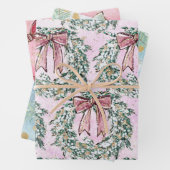 Cute Chic Kerstmis Wrearies and Bows Inpakpapier Vel (In situ)