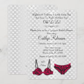 Cute Chic Lingerie Bra Bridal Shower Invitation Kaart (Voorkant / Achterkant)