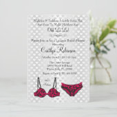 Cute Chic Lingerie Bra Bridal Shower Invitation Kaart (Staand voorkant)