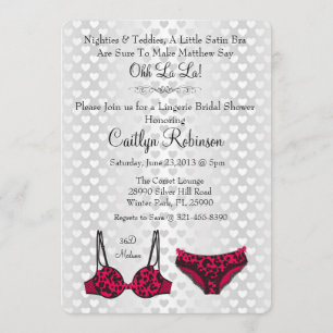 Cute Chic Lingerie Bra Bridal Shower Invitation Kaart