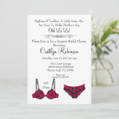 Cute Chic Lingerie Bra Bridal Shower Invitation Kaart (Staand voorkant)