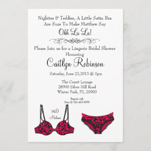 Cute Chic Lingerie Bra Bridal Shower Invitation Kaart
