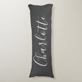 Cute Chic Minimalist Calligraphy Name Black White Lichaamskussen (Voorkant Verticaal)