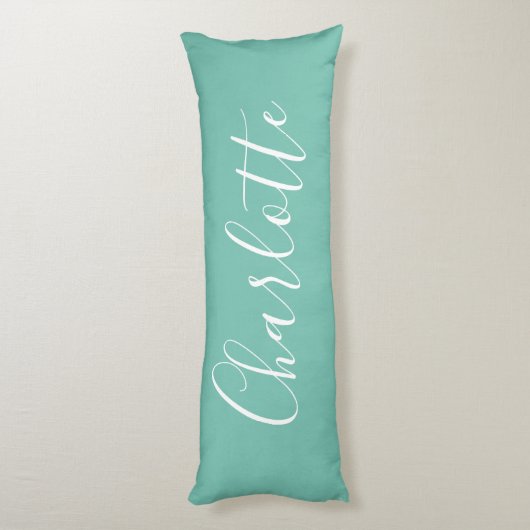 Cute Chic Minimalist Calligraphy Name Mint Blauwgr Lichaamskussen (Achterkant (Verticaal))