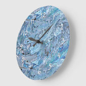 Cute Chic Paars Blue Faux Zee Shell Pattern Grote Klok (Hoek)