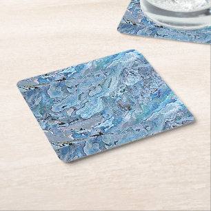 Cute Chic Paars Blue Faux Zee Shell Pattern Kartonnen Onderzetters