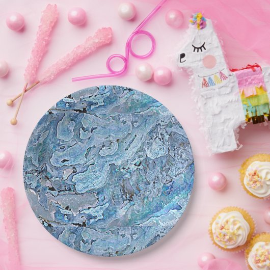 Cute Chic Paars Blue Faux Zee Shell Pattern Papieren Bordje (Feest)