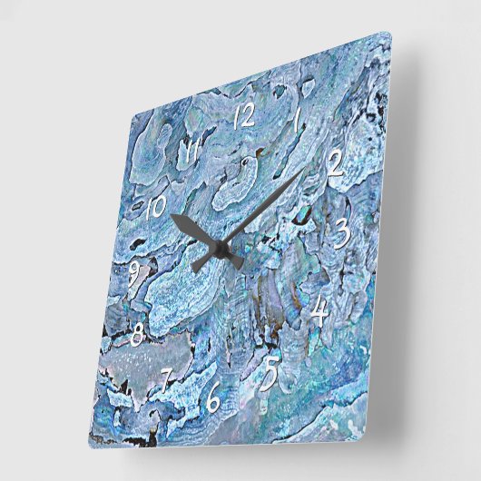 Cute Chic Paars Blue Faux Zee Shell Pattern Vierkante Klok (Hoek)