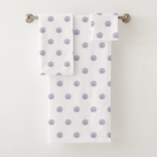 Cute Chic Pattern Flower Lavender Polka Dot Bad Handdoek (Insitu)