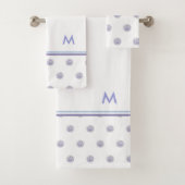 Cute Chic Pattern Flower Lavender Polka Dot Blue Bad Handdoek (Insitu)