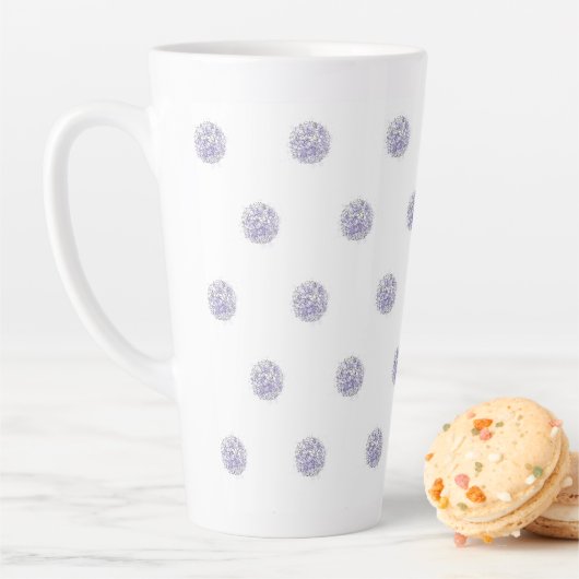 Cute Chic Pattern Flower Lavender Polka Dot Latte Mok (In situ)