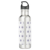 Cute Chic Pattern Flower Lavender Polka Dot Waterfles (Achterkant)