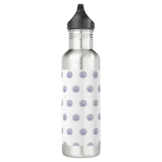 Cute Chic Pattern Flower Lavender Polka Dot Waterfles (Rechts)