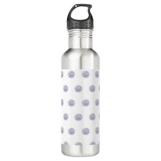 Cute Chic Pattern Flower Lavender Polka Dot Waterfles (Voorkant)