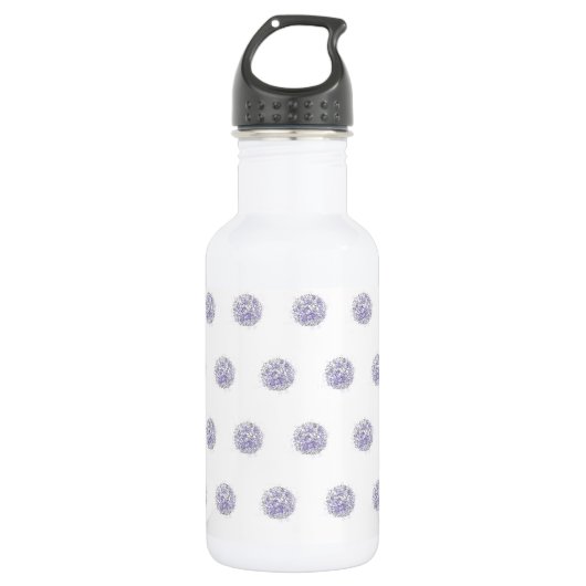 Cute Chic Pattern Flower Lavender Polka Dot Waterfles (Voorkant)