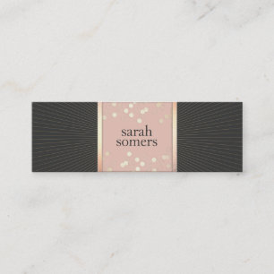 Cute Chic Pink en Black Gold Confetti Girly Mini Visitekaartje