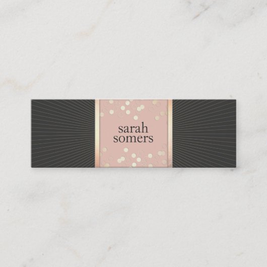 Cute Chic Pink en Black Gold Confetti Girly Mini Visitekaartje (Voorkant)