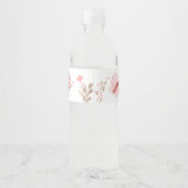 Cute Chic Pink Floral Butterflies Baby shower Waterfles Etiket (Achterkant)