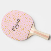 Cute Chic Pink Gold Polka Dot Pattern Persoonlijk Tafeltennisbatje (Zijkant)