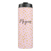 Cute Chic Pink Gold Polka Dot Pattern Persoonlijk Thermosbeker (Voorkant)